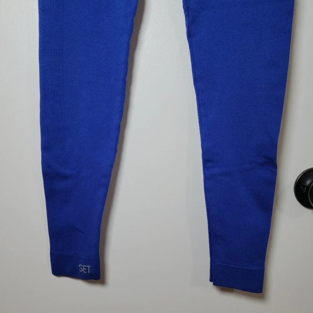 Set Active High Waisted Seamless Blue Leggings | SET Active Leggings | Small